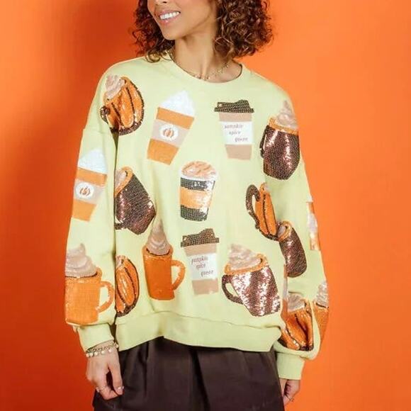 Queen Of Sparkles Pumpkin Spice Latte Sweatshirt L - Picture 1 of 3